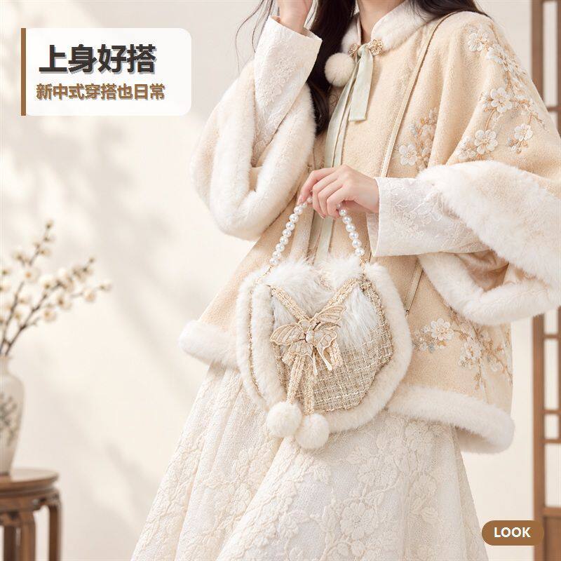 秋冬毛绒手机包新中式流苏斜挎包