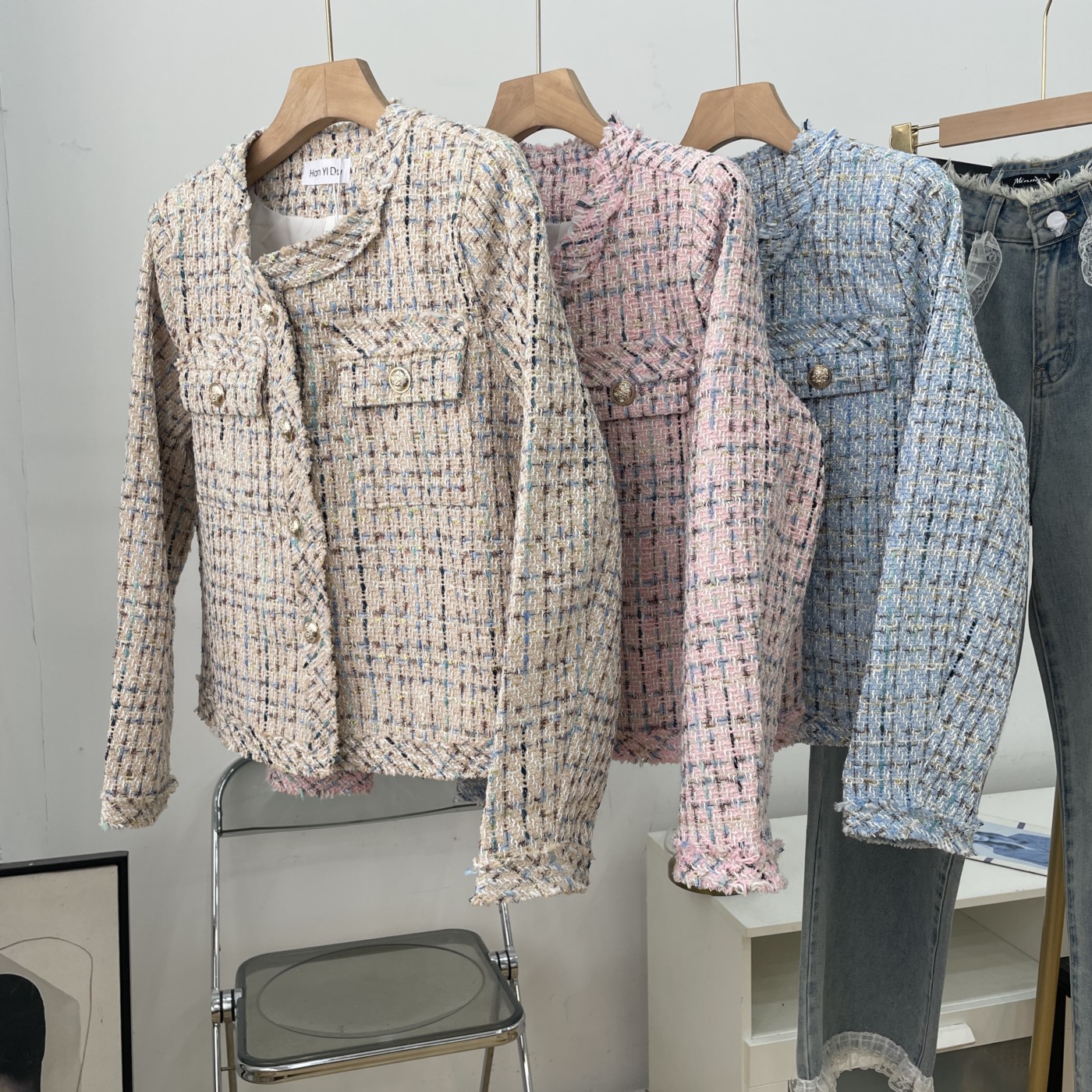 外套圆领开衫小香风时尚新款直筒小众休闲女 J#5