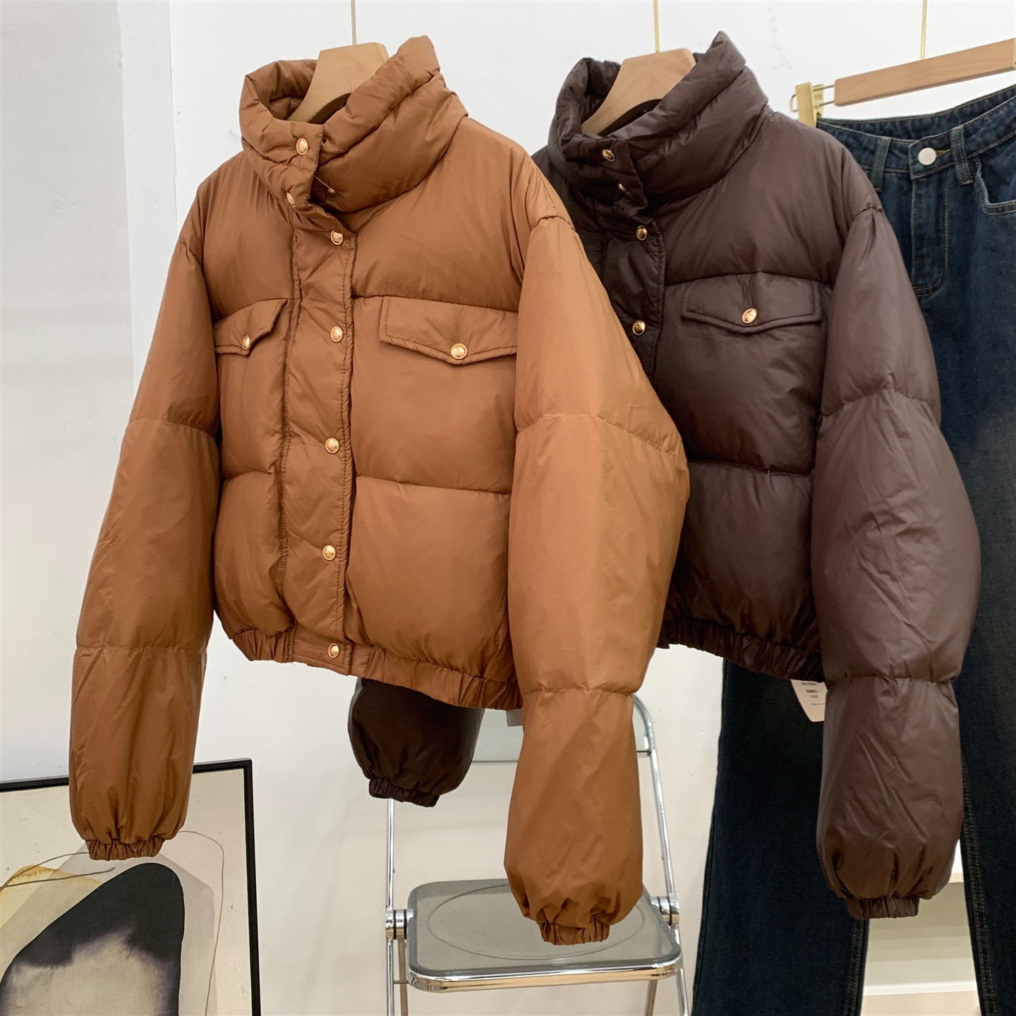 冬季新款美式复古风气质百搭长袖上衣女高领开衫外套K#10