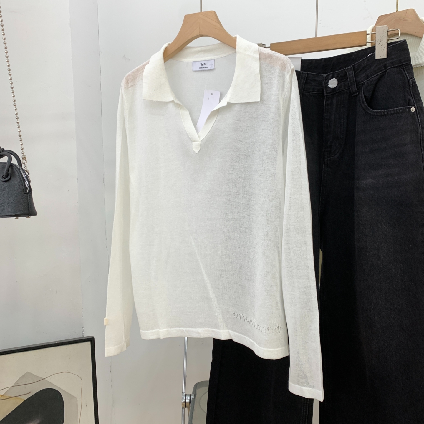 衬衫纯色秋季微透新款打底时尚长袖小众上衣女 J#24