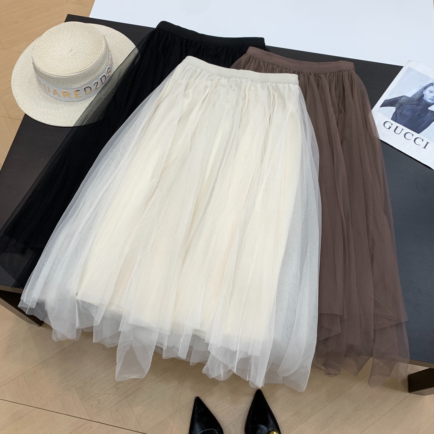 2025夏季新款时尚气质百搭高腰显瘦网纱半身裙 G#29