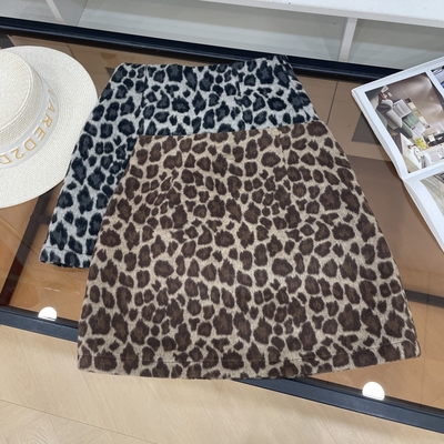 豹纹半身裙女2025年秋季新款时尚女装高腰A字裙半身裙女 J