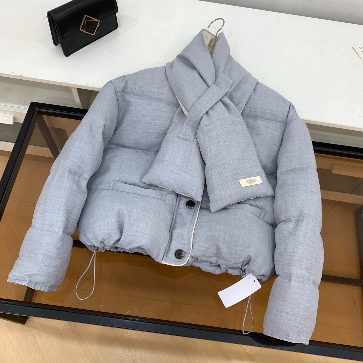 秋冬新款小清新春色简约小众百长袖开衫女高领棉服K#8