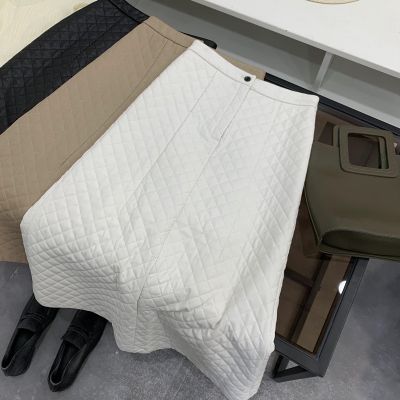 半身皮裙2024秋冬新款高腰显瘦时尚气质菱格A字裙女 L#20