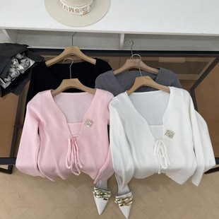 修身 春季 纯欲辣妹性感针织衫 显瘦打底衫 新款 上衣