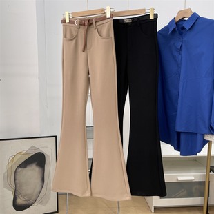高腰修身 时尚 西装 裤 长 黑色微喇裤 2025高工资马蹄裤 女士秋季
