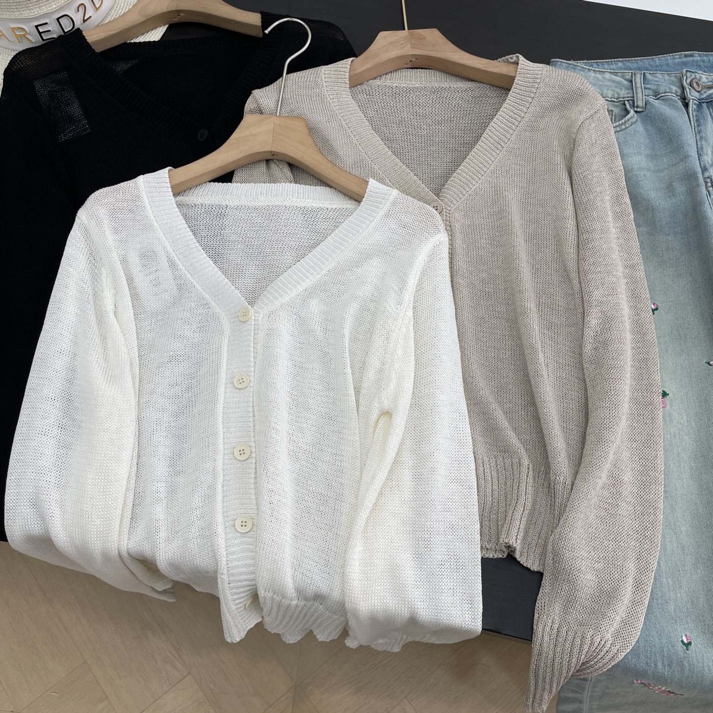 针织外套V领新款直筒显瘦开衫小众2025休闲上衣女 I#21