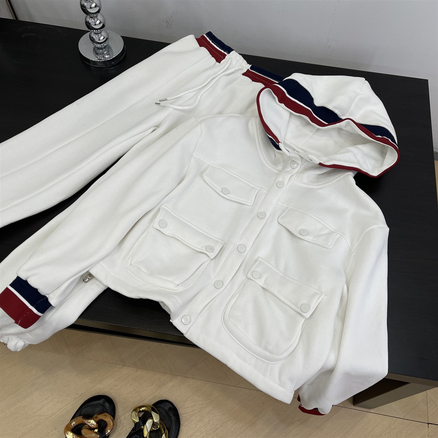 套装 连帽时尚小众休闲长袖外套直筒高腰加绒小众长裤女 K