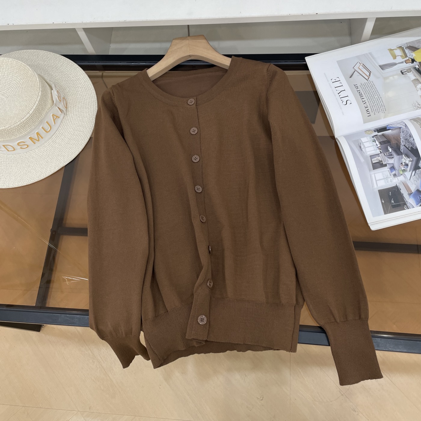 长袖针织衫上衣女秋季新款时尚女单排扣长袖上衣 I#21