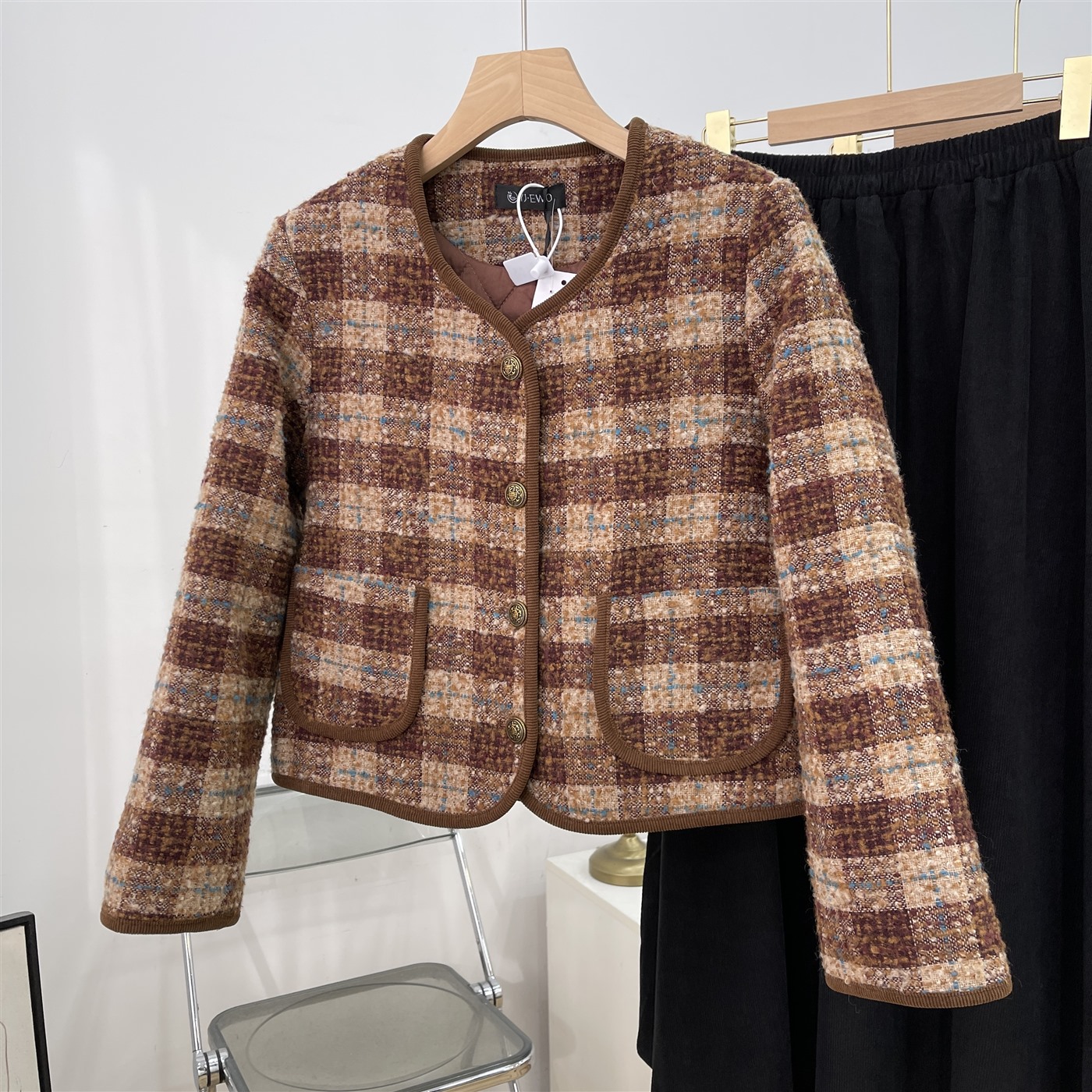 外套格子显瘦短款显瘦时尚复古冬季2025通勤女 K#14