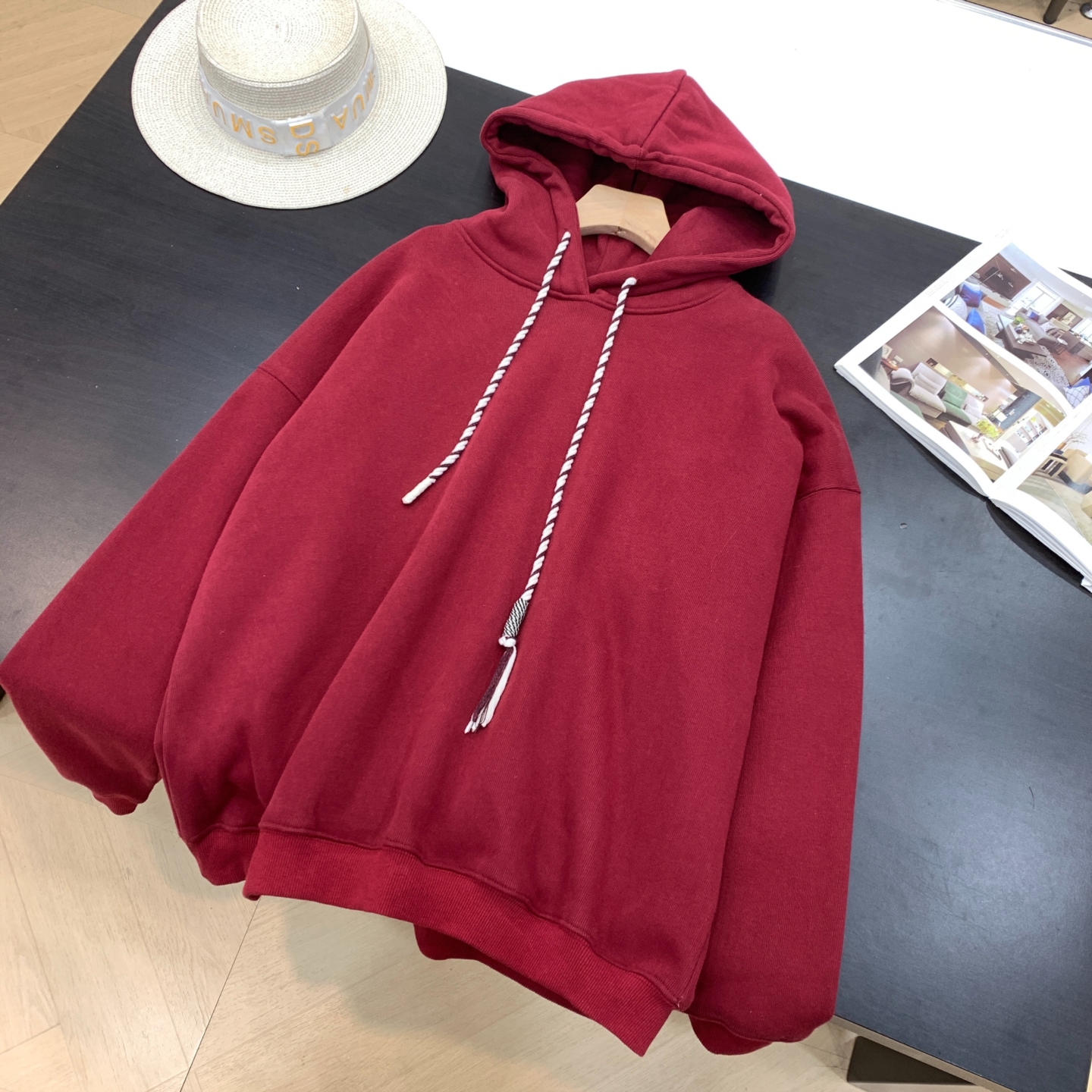 秋冬新款纯色简约韩版时尚宽松显瘦小众百搭连帽卫衣K#10