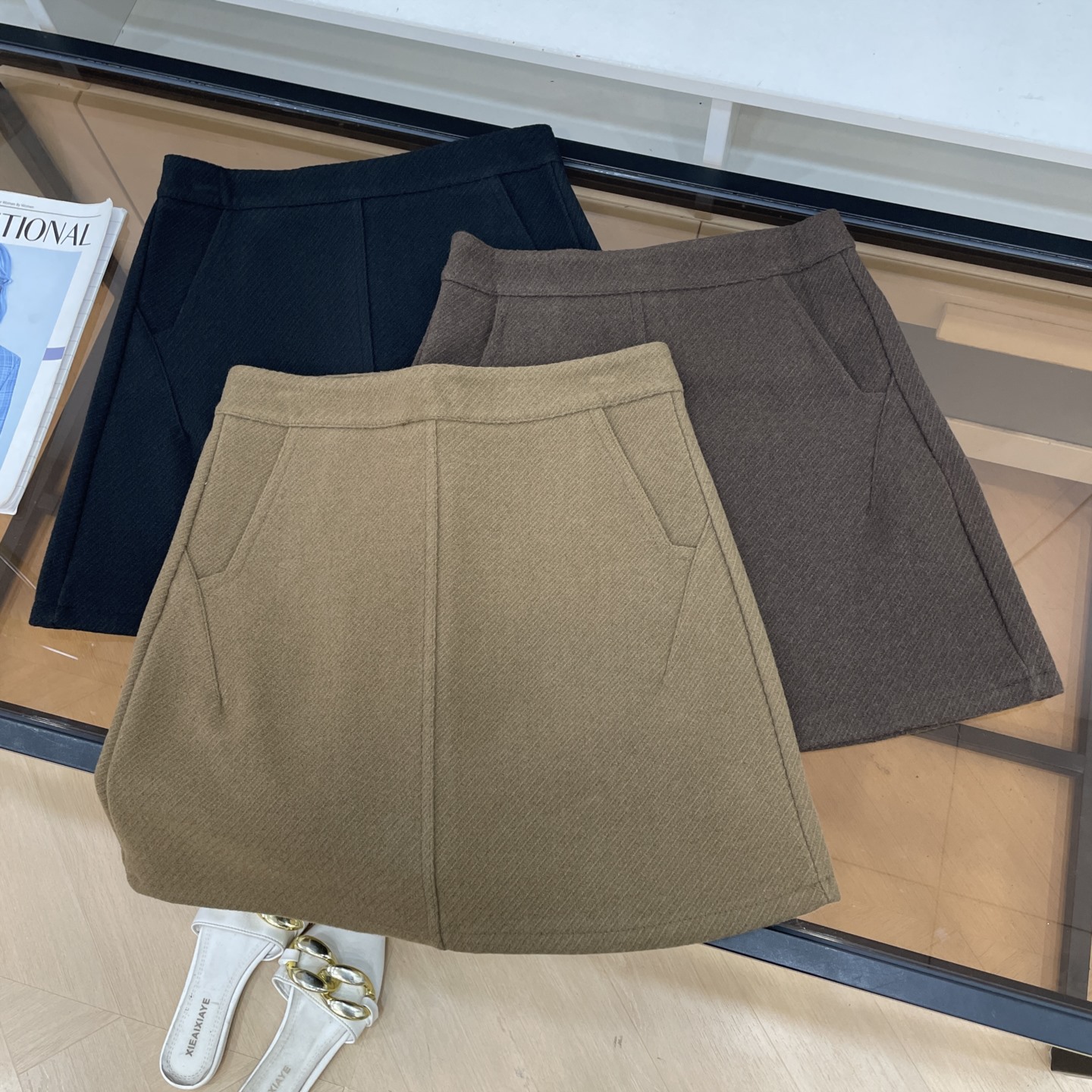 半身裙纯色夏季小众百搭A字显瘦休闲高腰短裙女 H#17