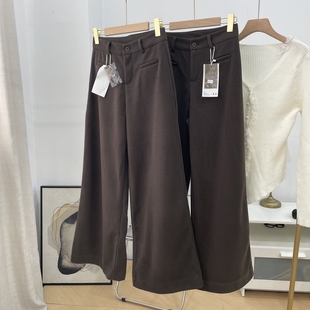 女秋冬2025新款 休闲阔腿裤 时尚 气质高腰直筒休闲裤 楠