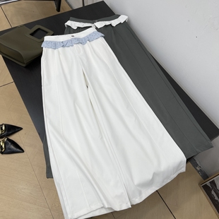 芭蕾风花边阔腿裤 女秋冬高级感通勤百搭直筒裤