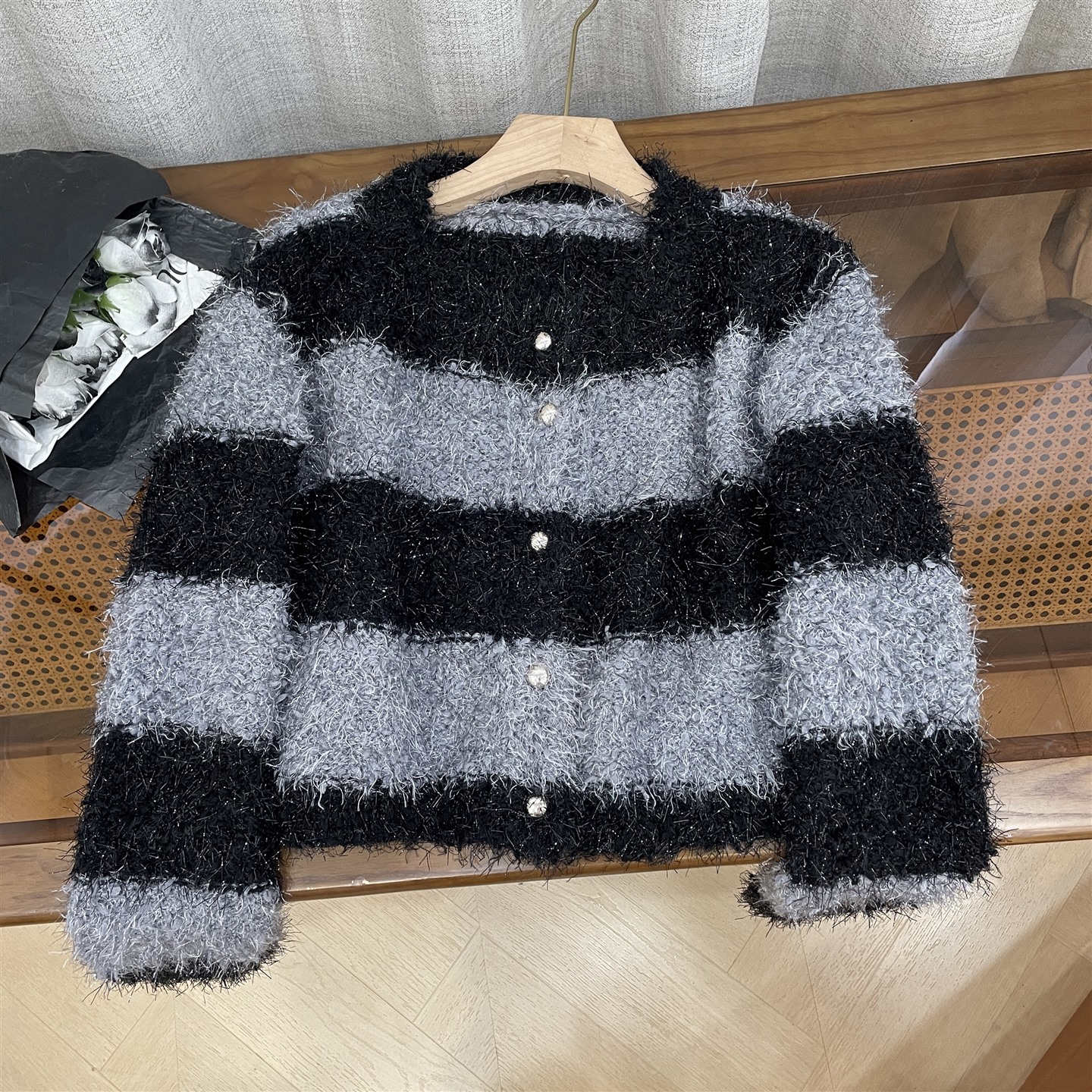 毛衣开衫纯色小众时尚2025秋季甜美直筒女 J#28