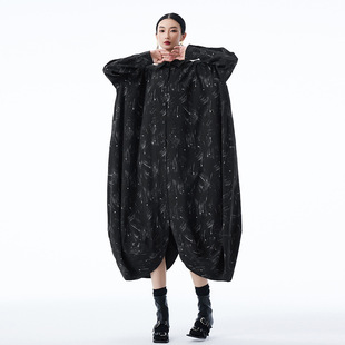 新款 连衣裙女秋季 遮肉简约 印花宽松长袖 今年流行特惠原创跨境时尚
