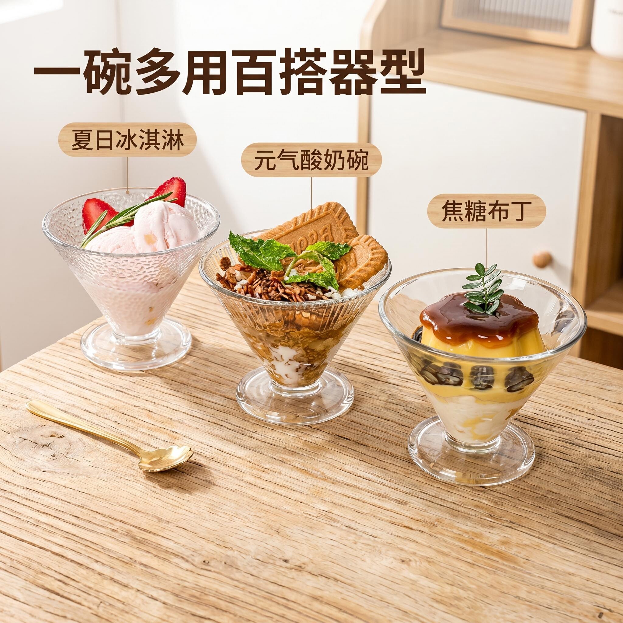 高脚冰淇淋杯子商用高颜值创意冰沙酸奶布丁刨冰雪糕杯碗小甜品杯图片