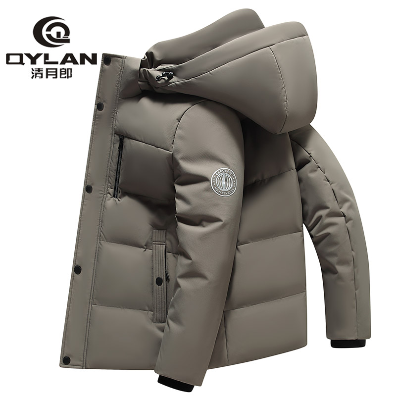 鸭鸭羽绒服男冬季短款中老年男士白鸭绒商务休闲时尚连帽保暖外套