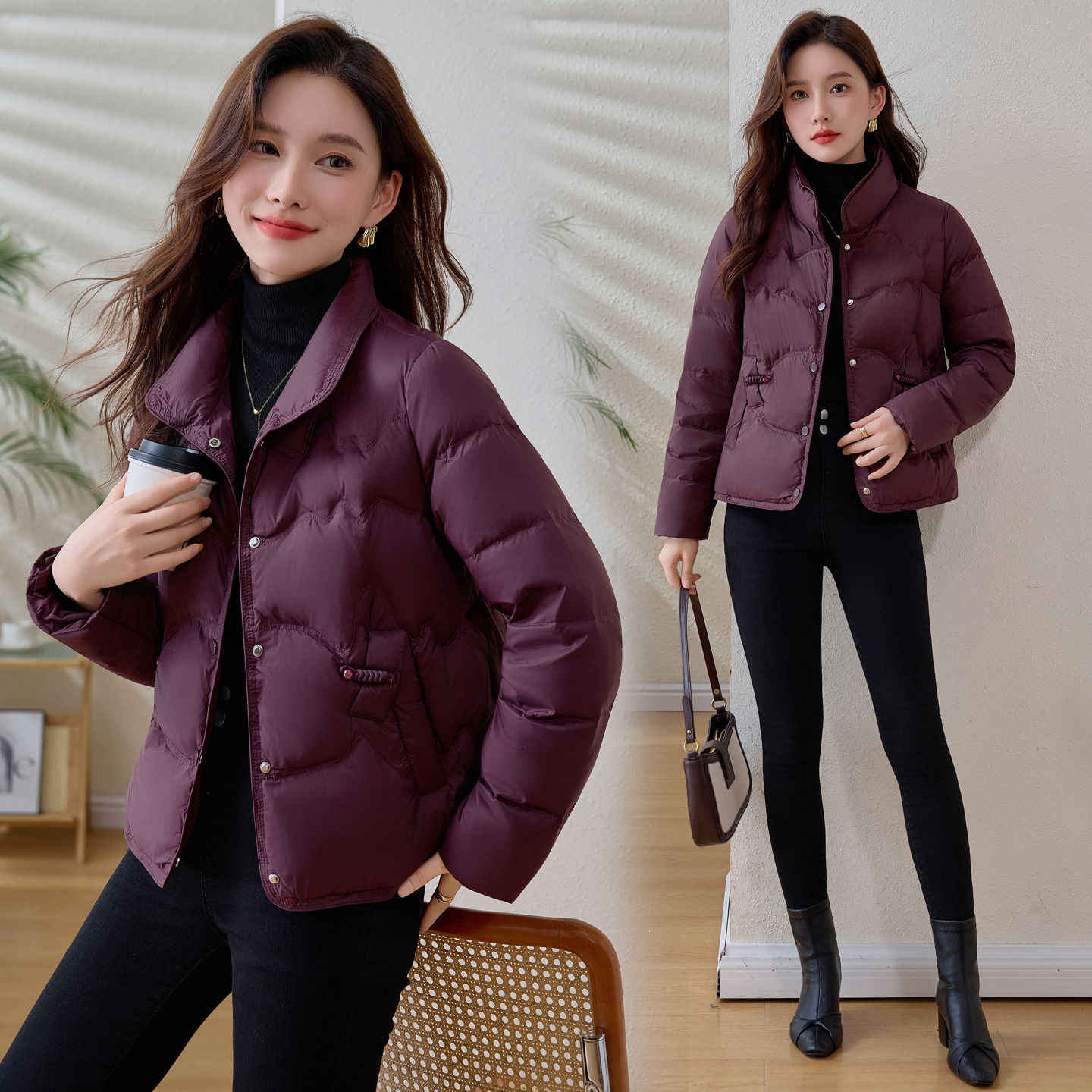 今年流行特惠2025年新款白鸭绒轻薄羽绒服女短款时尚秋冬保暖