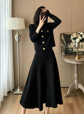 今年流行小香风套装裙女秋冬季高级感气质名媛针织半身裙上衣