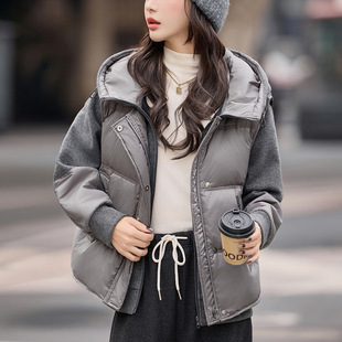 今年流行特惠加绒连帽卫衣羽绒马甲女款2025新款外穿保暖短款今年