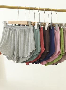 木耳边大码短裤阔腿裤外穿高腰宽松垂感薄款显瘦花边莫代尔休闲裤