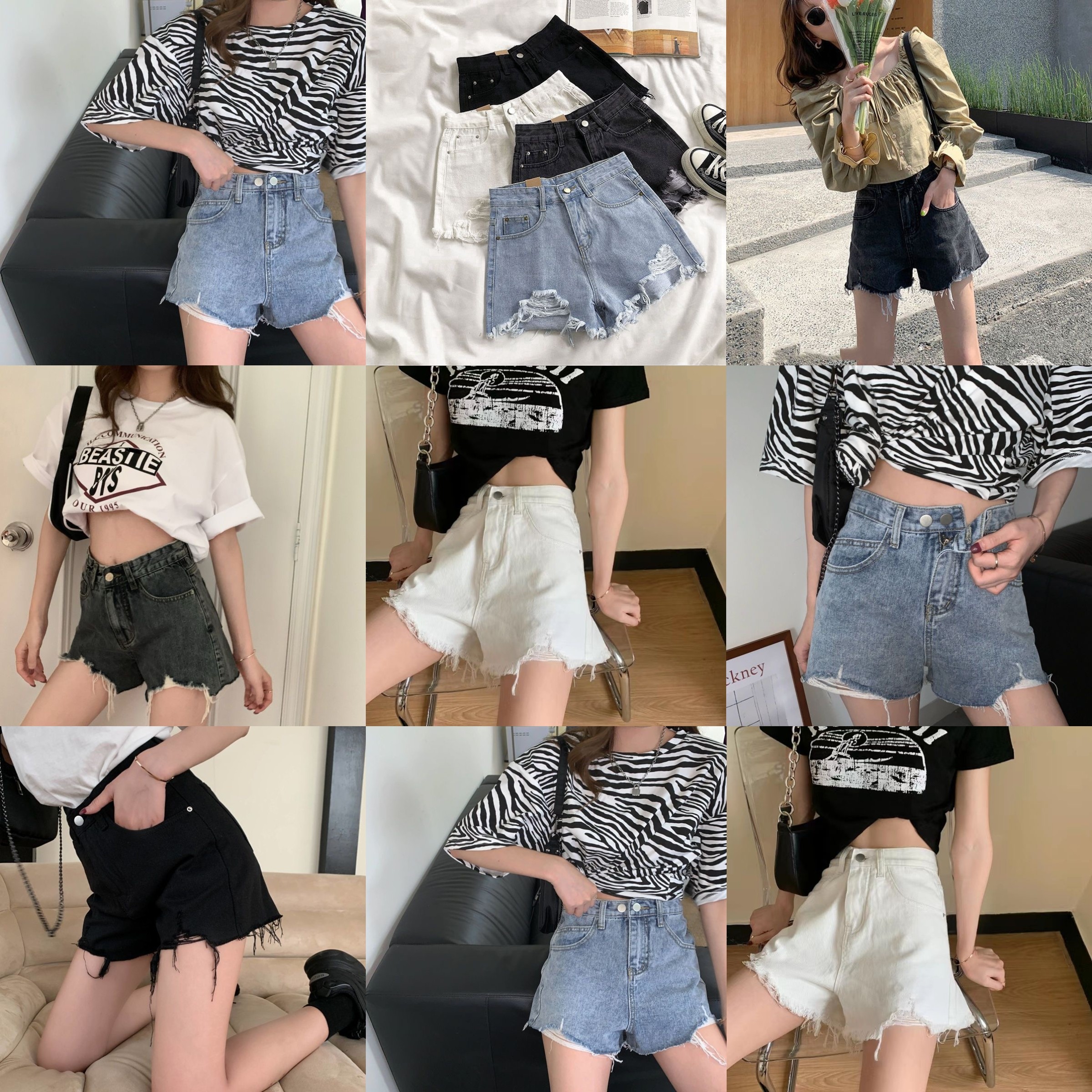 高腰牛仔短裤女薄款显瘦破洞毛边牛仔裤