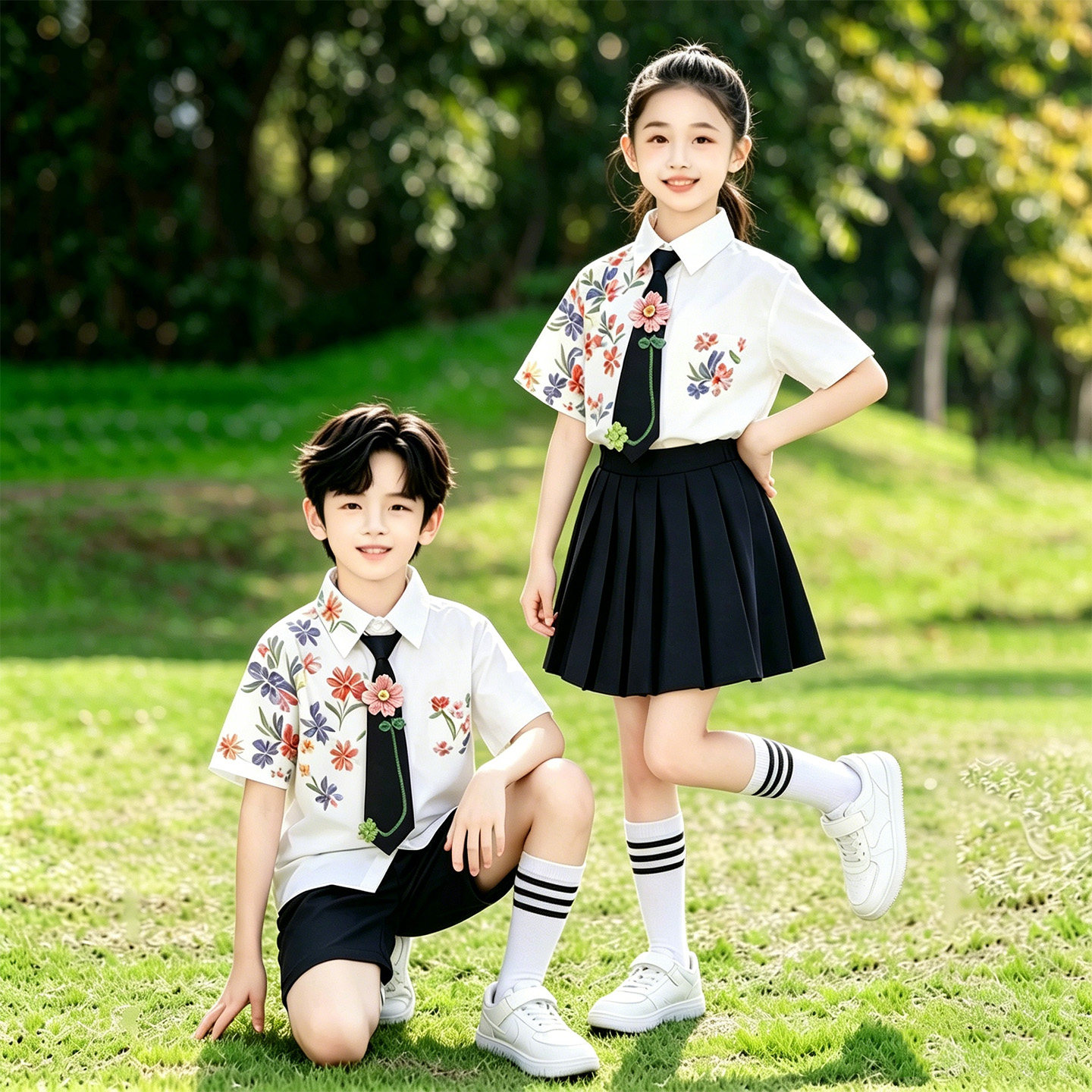 儿童表演服小学生学院风朗诵合唱演出校服幼儿园毕业班服夏季园服
