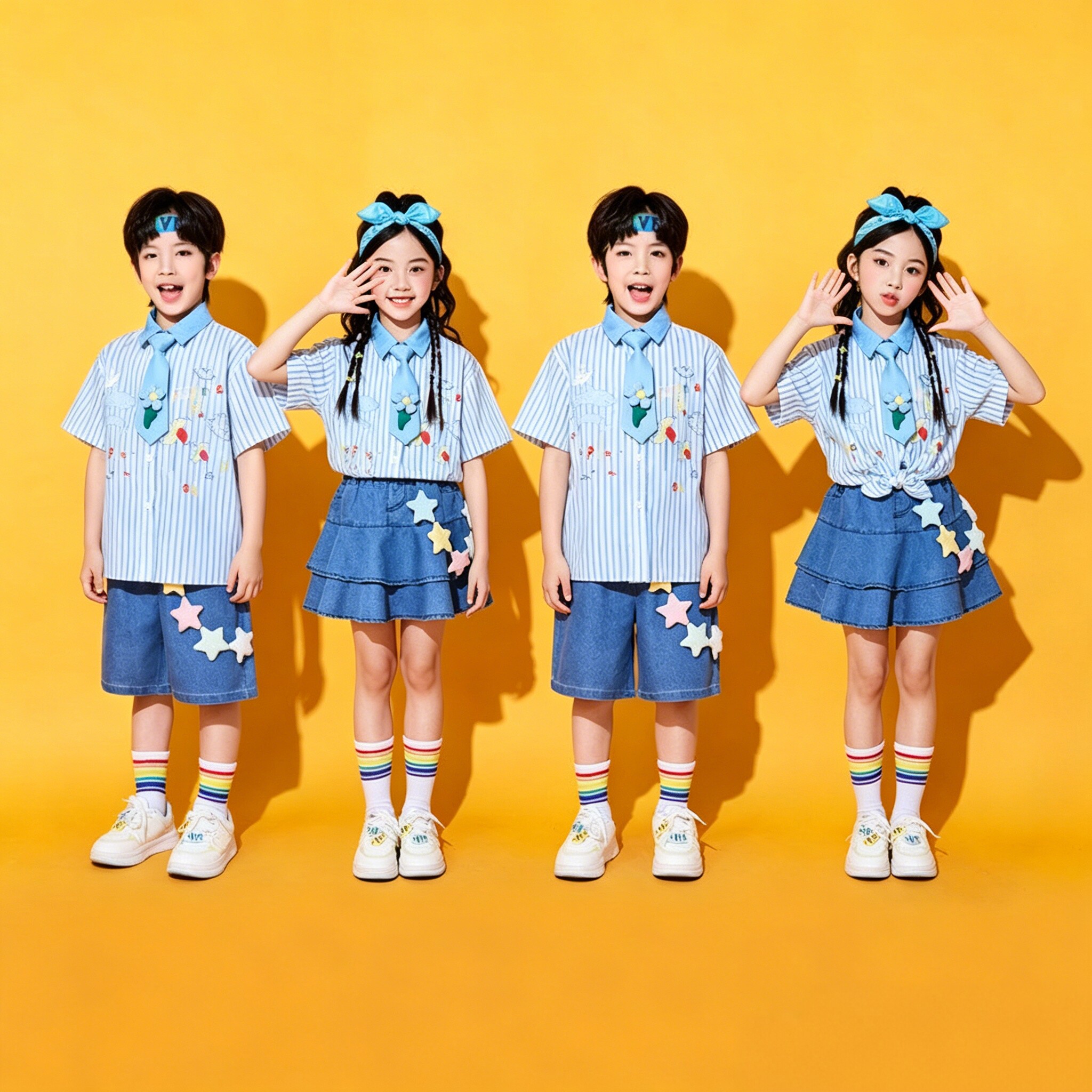 儿童啦啦队演出服小学生运动会舞蹈服幼儿园合唱表演毕业班服园服