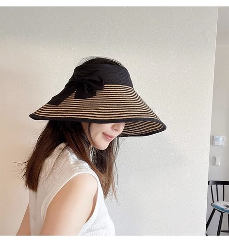 日本官网正品maxim kobe 可卷边收纳UV98%蝴蝶结空顶防晒草帽子女