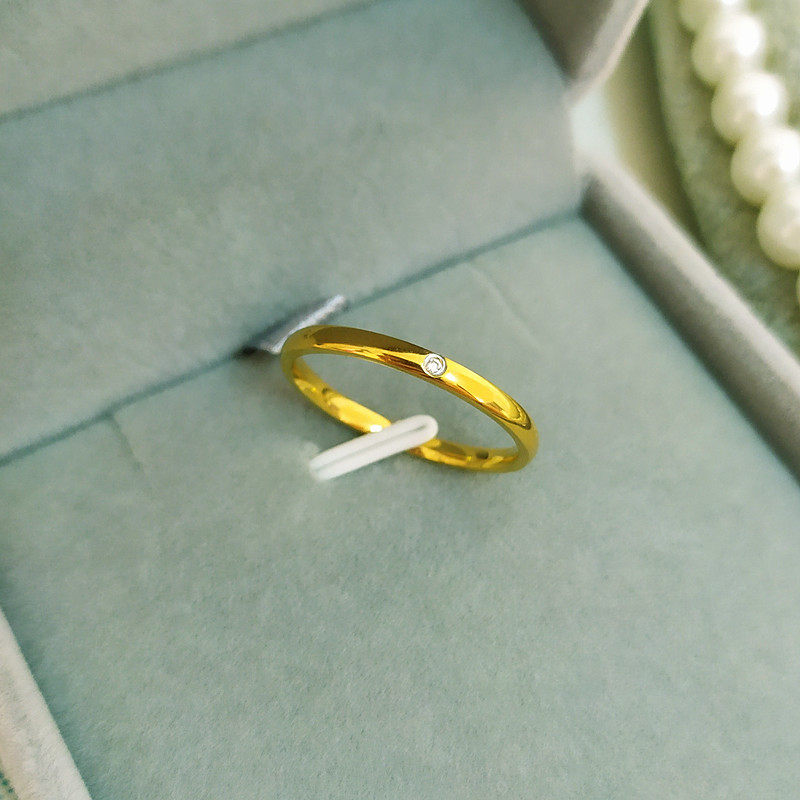 小众轻奢金属小钻戒 韩国厚镀18K金关节细戒指 尾戒指环防过敏