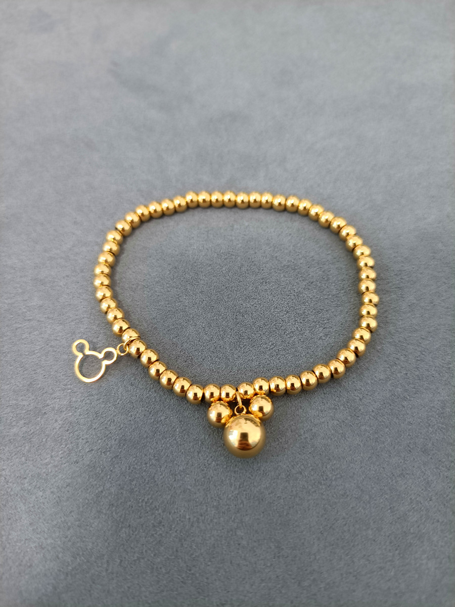 女钛钢镀金精致百搭圆珠手链