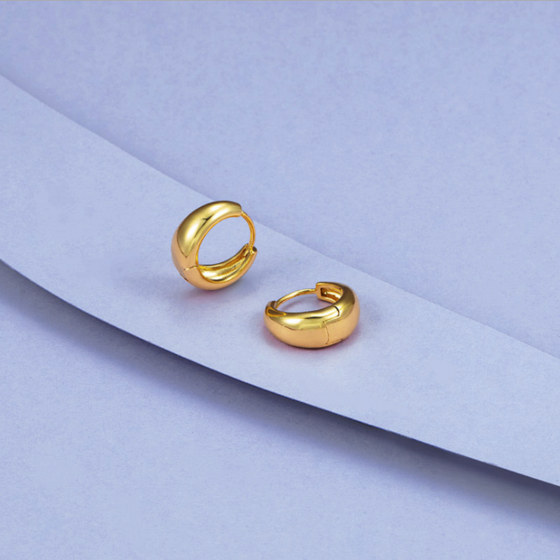 日韩光面金色耳环光面女耳扣
