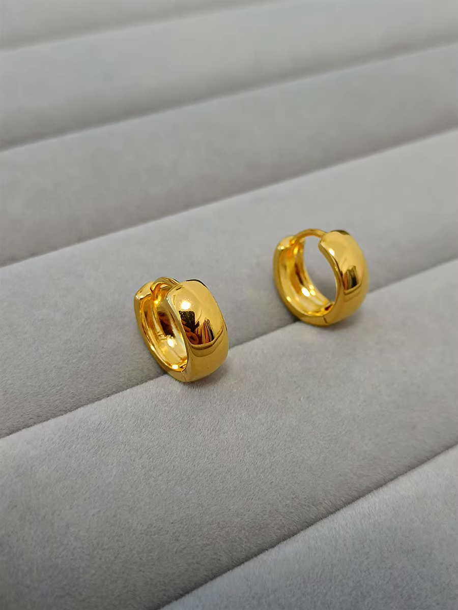 法式钛钢女防过敏光面耳扣保色