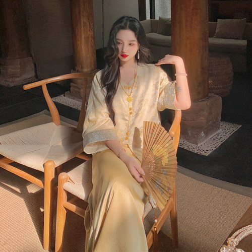 麓津自制《招财金龙》小金龙提花 | 新中式春夏季衬衫上衣女复古