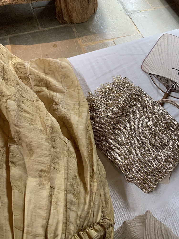 LUJIN의 수제 죽은 나무에 꽃튀김 텐셀 여름 여성 서스펜더 가디건 드레스