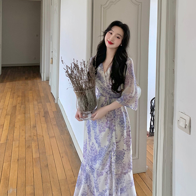 麓津《又是一年紫藤》紫色碎花裙