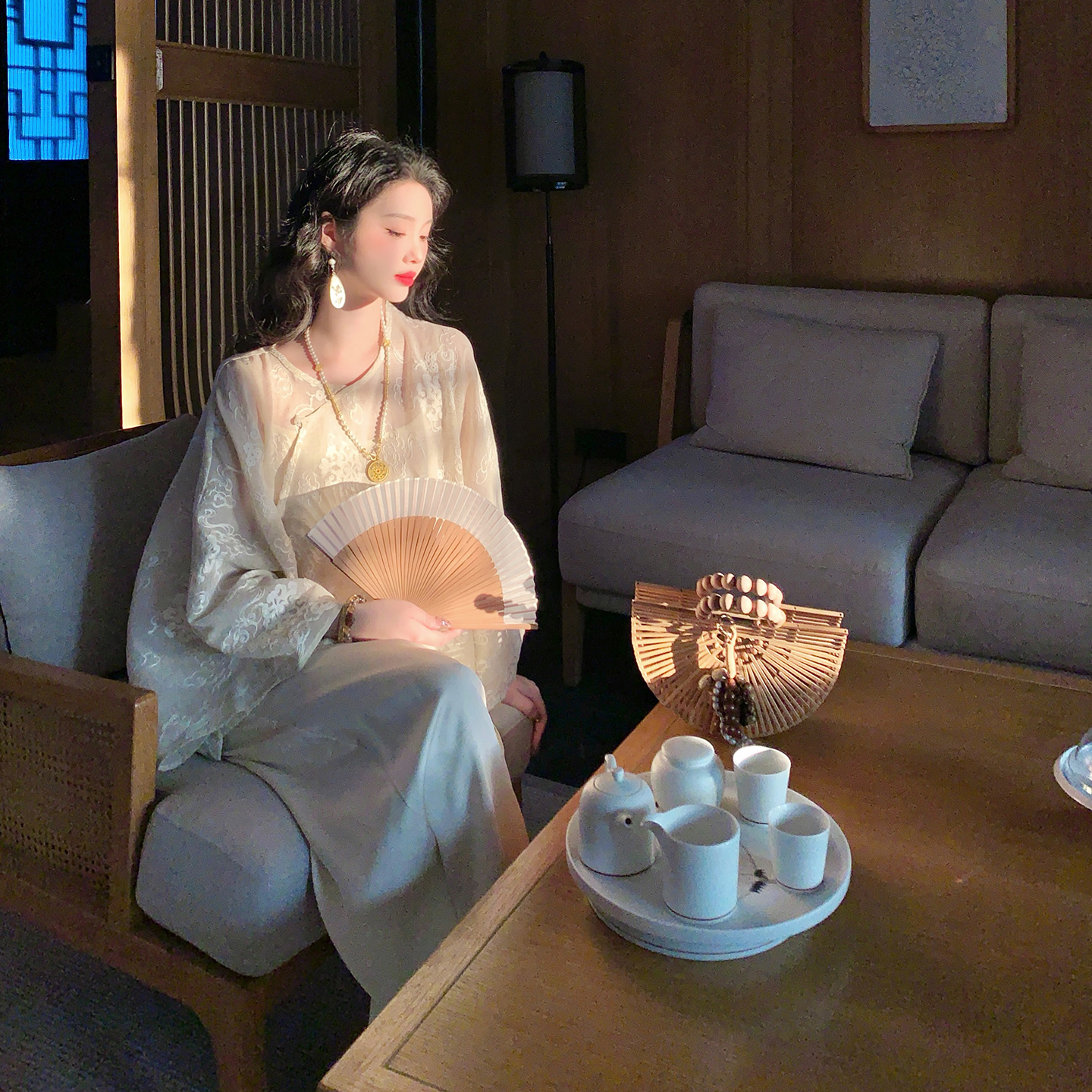 麓津自制《祥云游》祥云亚麻刺绣宽松舒适松弛感上衣小衫中式夏季