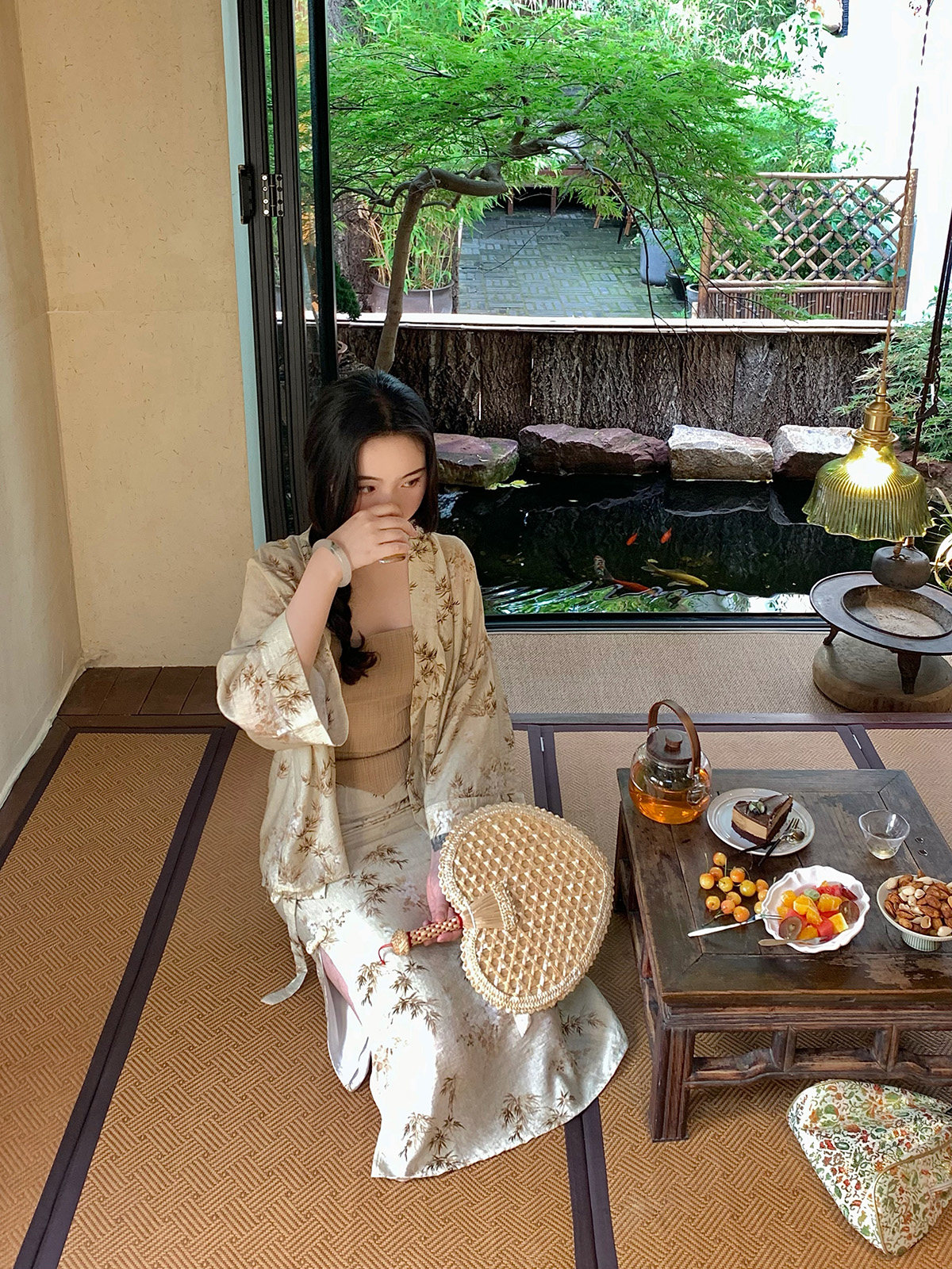 麓津自制《山居赋》2022年夏季国风改良版开衫防晒半身裙子套装女