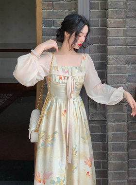 麓津自制《颐和金桂》新中式复古新款长袖旗袍款少女连衣裙子秋季