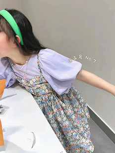 韩国童装潮牌吊带两件套连衣裙2025夏装女童显肤白巨美腻洋气小裙
