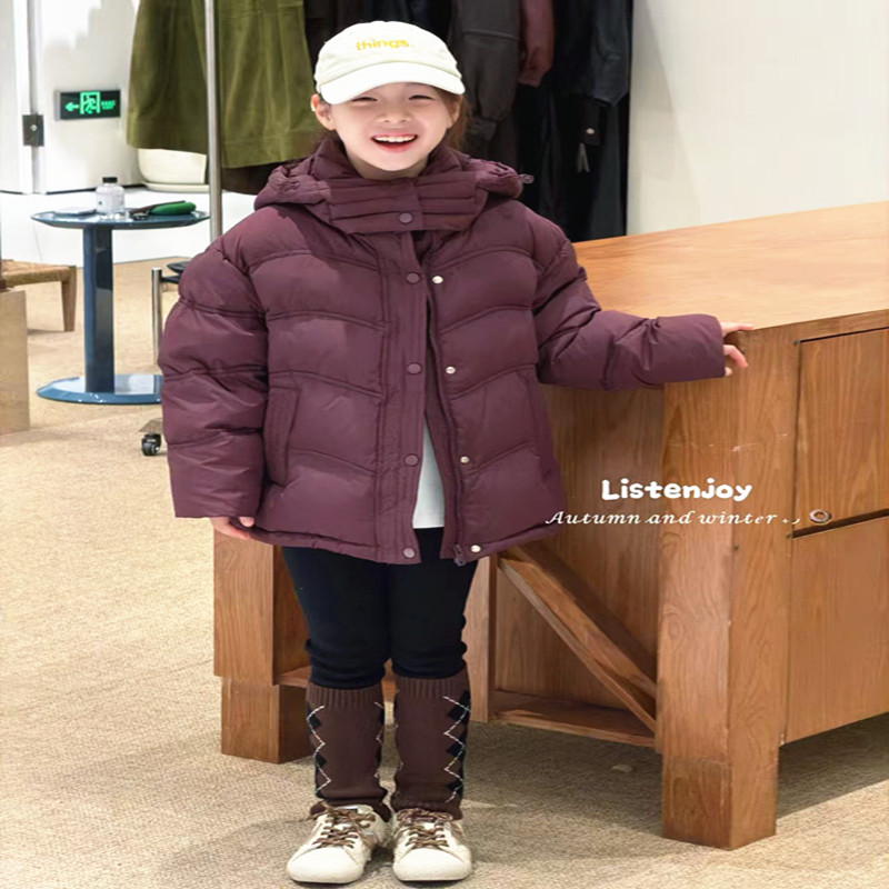 潮牌LJ家酱果色显白羽绒服外套男女童2025冬新款大童洋气保暖有型