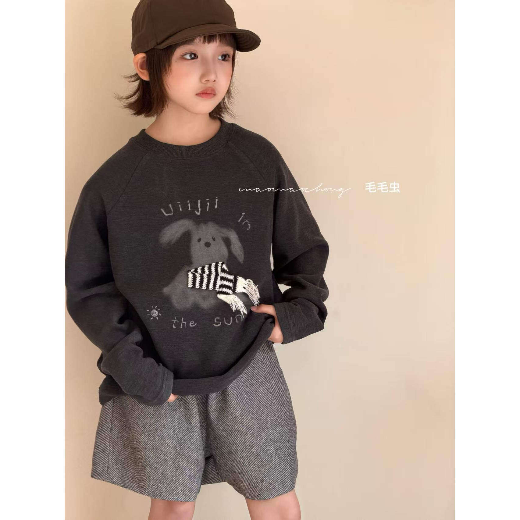 韩版男女童小兔子德绒打底衫圆领冬2026新潮牌UJ大童可爱保暖T恤