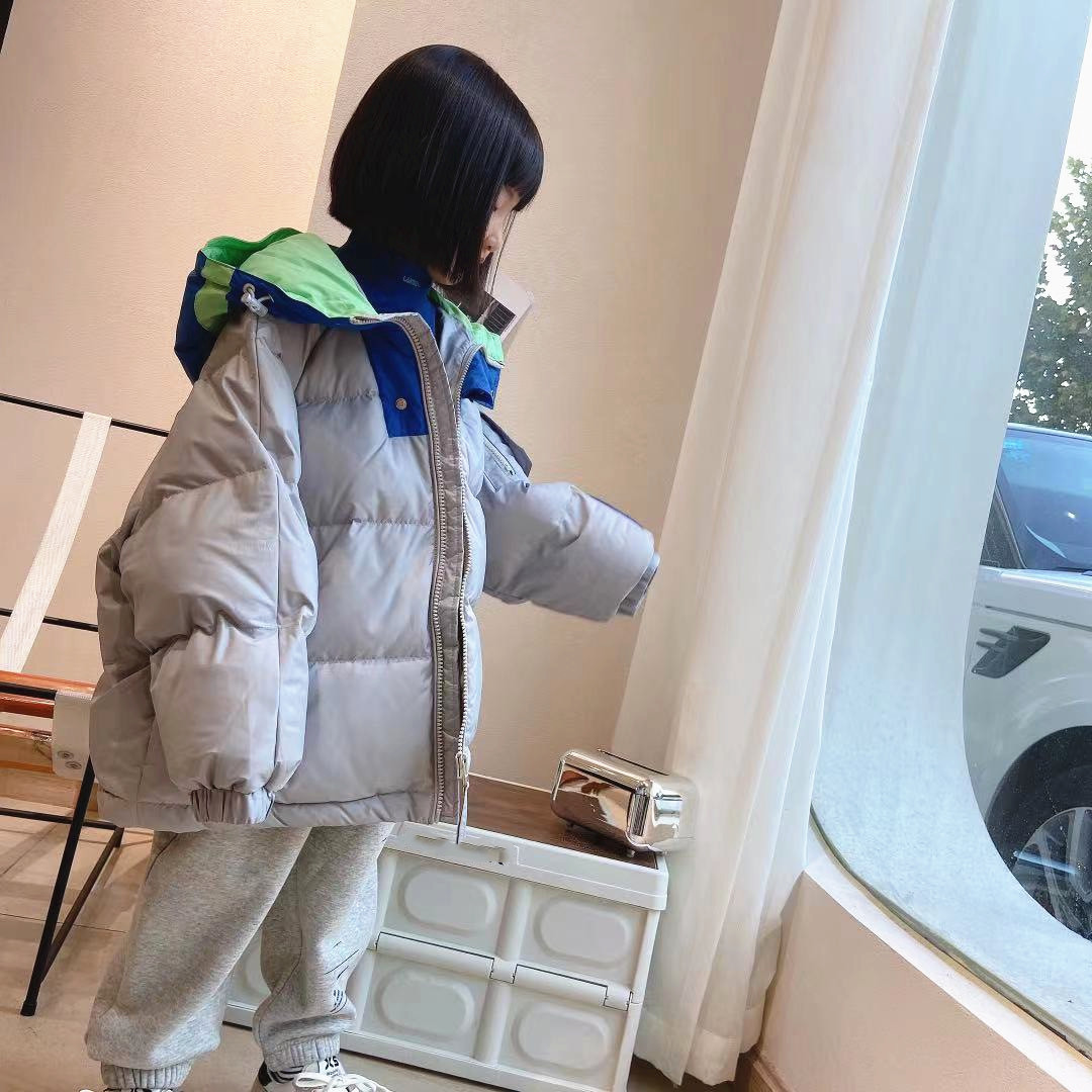 韩国羽绒服童装轻便拼色