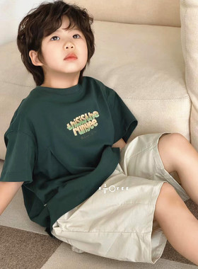韩国童装潮牌RY家洋气2色T恤男童2026夏装女童宽松上衣T恤潮洋气