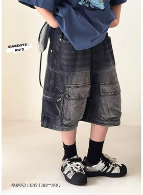 潮牌XZ家工装牛仔高级感满满中裤男女童2026夏装新大童街舞少年韩