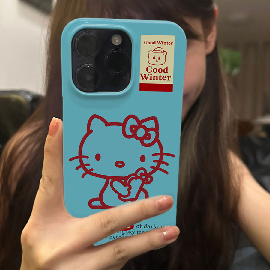 可爱线条KT猫菲林iPhone15promax新款11苹果14小米13小众不撞款12华为p60/p50适用vivox100荣耀100菲林手机壳