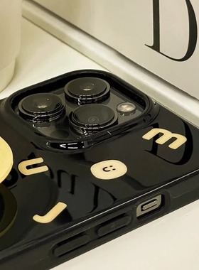 黑色简约字母~适用苹果14华为mate50/nova10荣耀80opporeno9小米13p红米k60/k50u手机菲林亮面硬壳vivos16pro