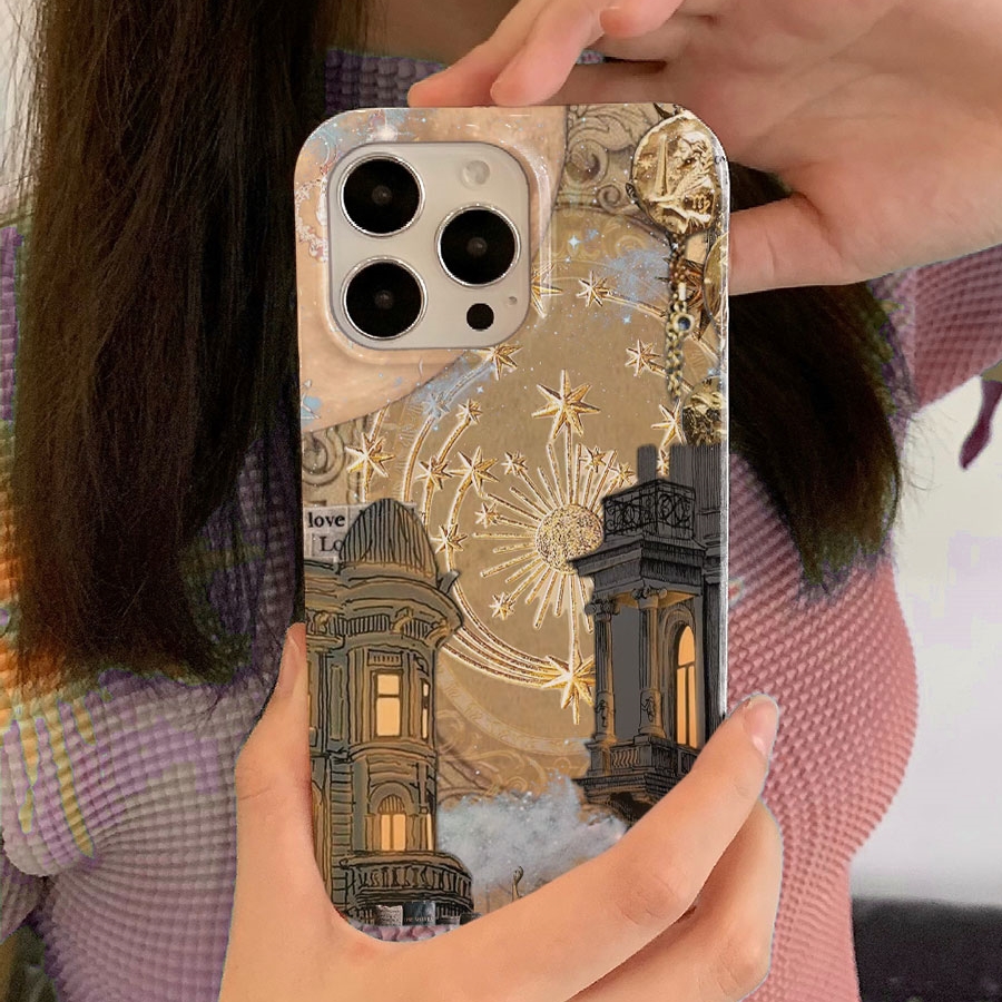 复古油画拼接~苹果15promax手机壳2024新款14plus文艺适合夏天的iphone13少女心12pm适用p60华为pura70小米14