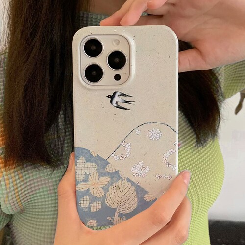 艺术碎花飞燕适用iPhone16promax苹果14小米15新款mate70华为p70nova13荣耀200手机壳opporeno13软壳vivox100